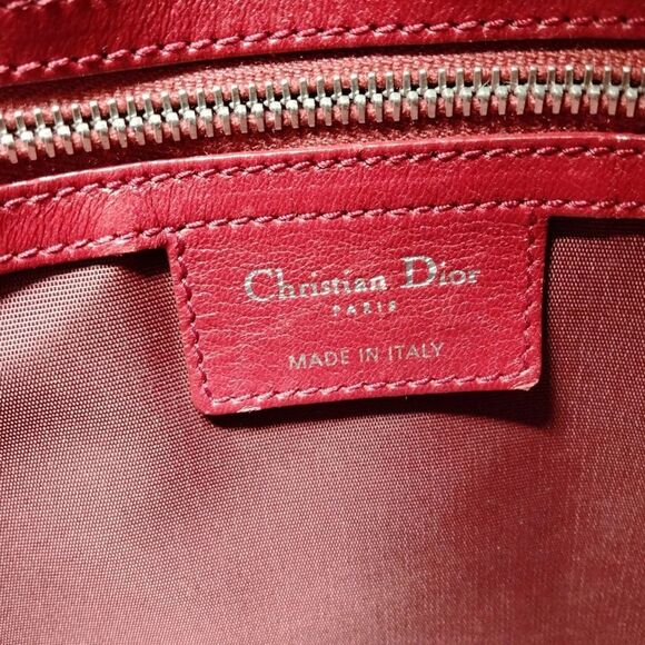 Auth Christian Dior Red Leather Cannage Medium Granville 2way Satchel Purse Bag - Picture 10 of 11